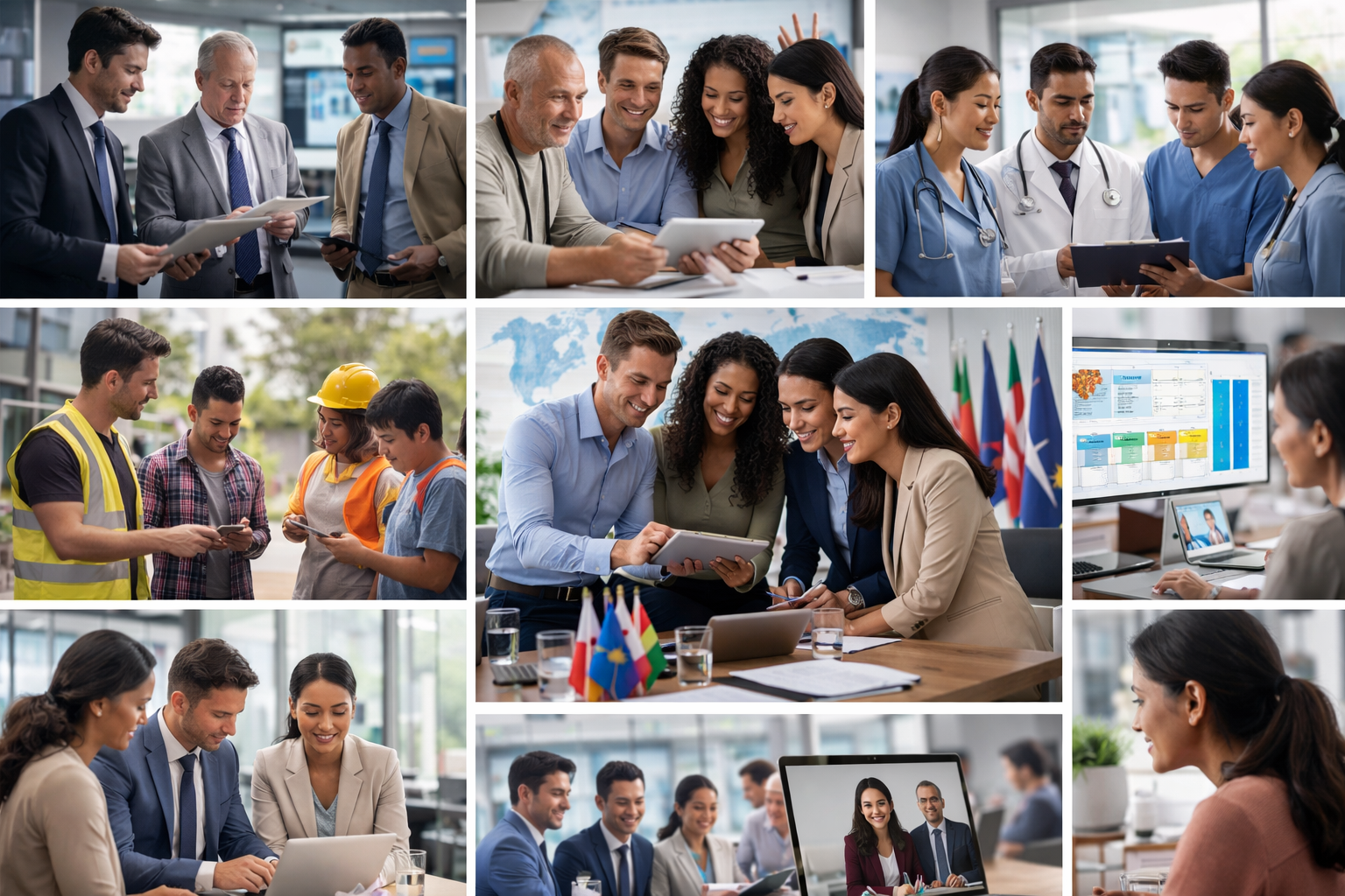 Composite view of the YouSpeak Global learning platform across multiple screens